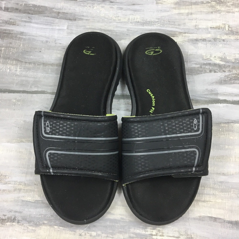 Champion C9 Cushion Fit Slides Franco Athletic Sandals Slip On Black Lime Green
